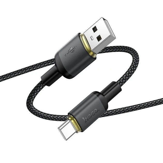 Кабель Hoco X128 Benefit USB — Type-C 36W 1 м плетений чорний - зображення 4