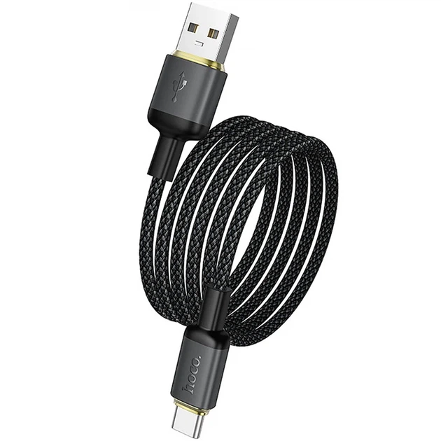 Кабель Hoco X128 Benefit USB — Type-C 36W 1 м плетений чорний - зображення 5