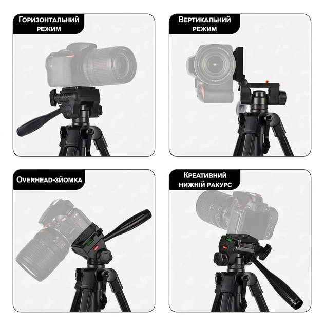 Штатив Andoer TR-06 Mini для телефона та камери, компактний трипод, висота до 63 см - зображення 5