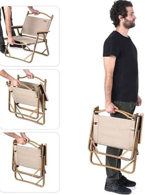 Складной стул Naturehike MW02 NH19Y002-D для пикника пляжа алюминиевое Oxford 600D sand - изображение 3