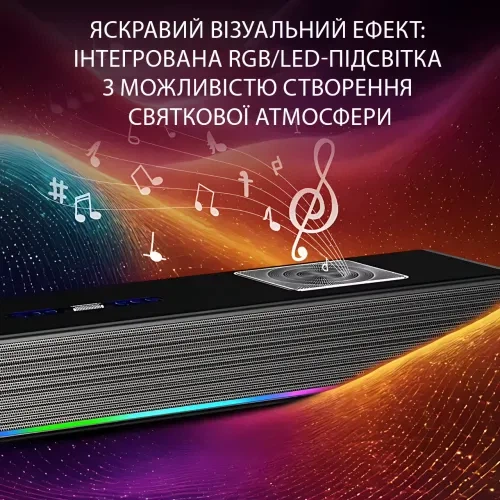 Саундбар Socovez G69 2.1 90Вт HDMI ARC Bluetooth 5.0 RGB караоке 2 беспроводных микрофона - изображение 2