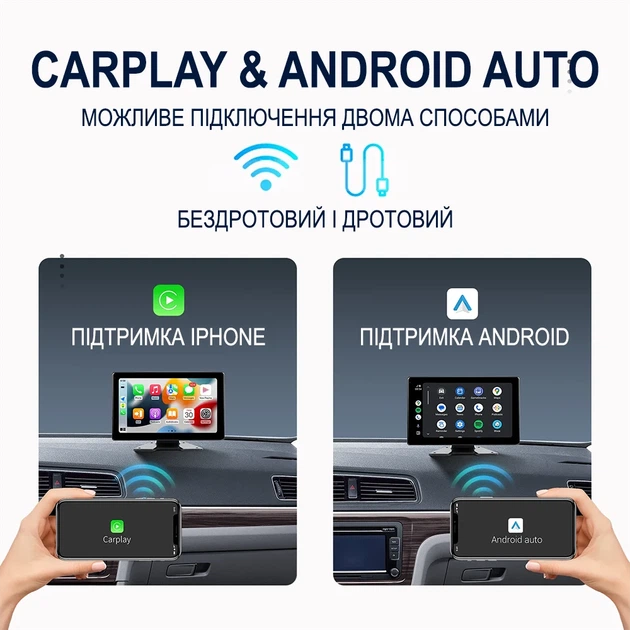 Паркувальний комплекс Podofo A3768 монітор 10.1 дюйма з 4 камерами, CarPlay і Android Auto - зображення 4