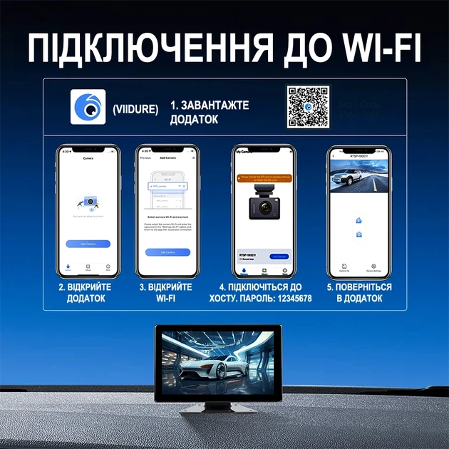 Паркувальний комплекс Podofo A3768 монітор 10.1 дюйма з 4 камерами, CarPlay і Android Auto - зображення 12