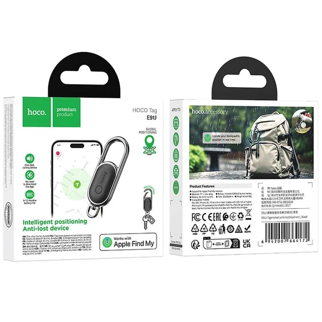 Трекер Hoco E91J Orbit Tag для поиска вещей 230 mAh черный - изображение 2