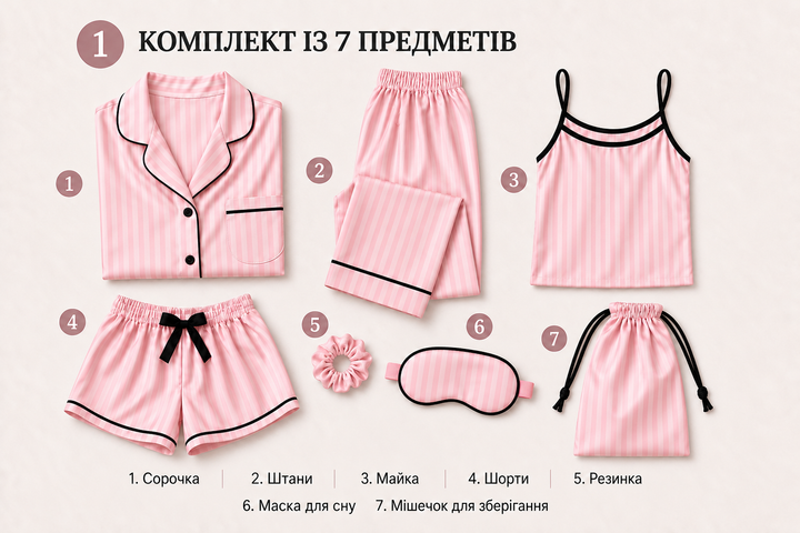 Пижама детская шелковая Виктория Сикрет для девочки розовая комплект 140 р. - изображение 2