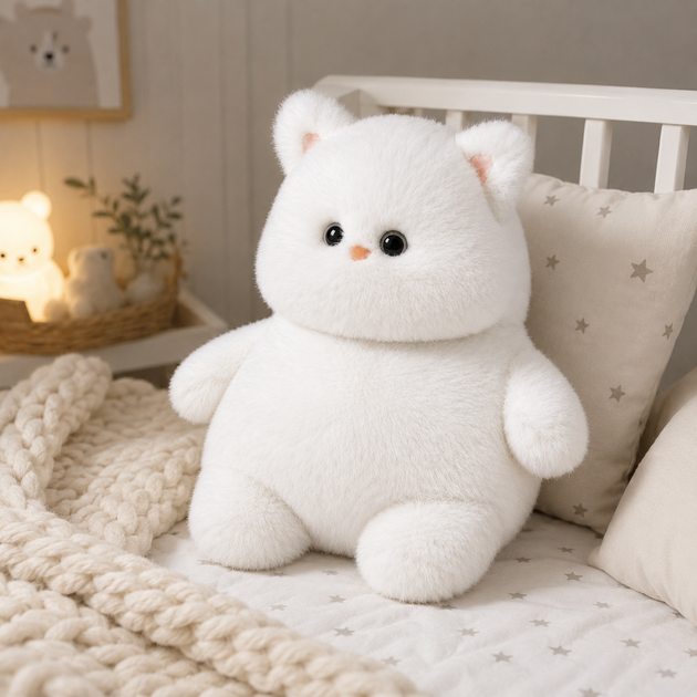 Игрушка мягкая кот Толстун плюшевый для сна и объятий Белый 27 см - Фото 3 Игрушка мягкая кот Толстун плюшевый для сна и объятий Белый 27 см - изображение 3