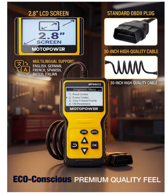 OBD2 сканер MOTOPOWER MP69033 для авто, диагностический автосканер CAN, считыватель кодов ошибок двигателя - изображение 8