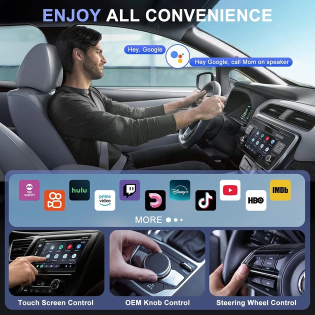 Бездротовий адаптер Uniytriox Android Auto з Bluetooth, Wi-Fi 5 ГГц і перехідником USB Type-C - зображення 4