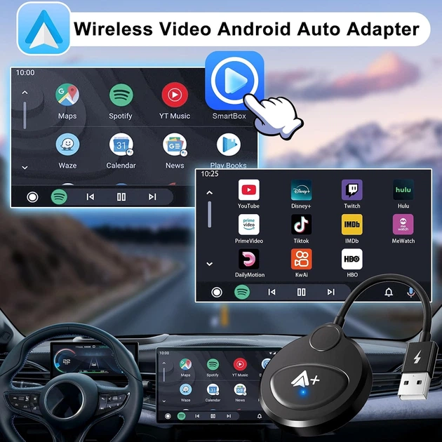 Бездротовий адаптер Uniytriox Android Auto з Bluetooth, Wi-Fi 5 ГГц і перехідником USB Type-C - зображення 5