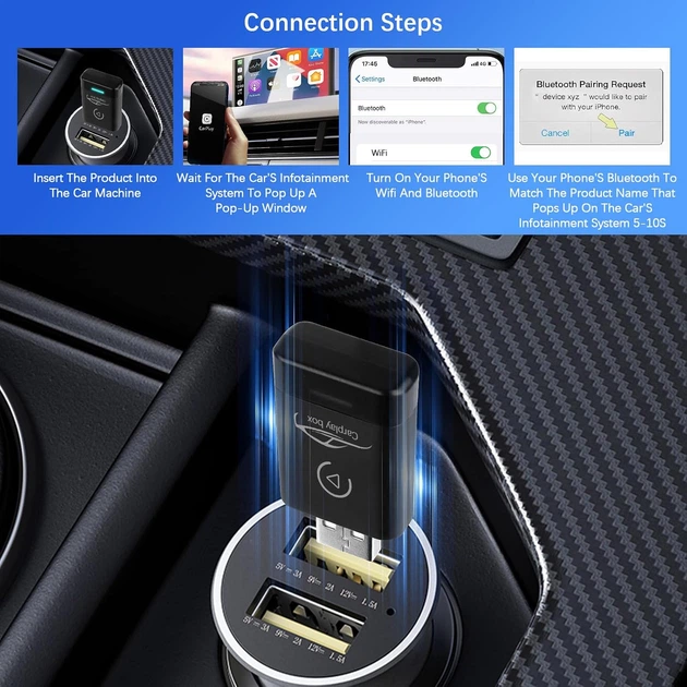 Бездротовий адаптер 2-в-1 для Apple CarPlay та Android Auto з дводіапазонним Wi-Fi - зображення 2