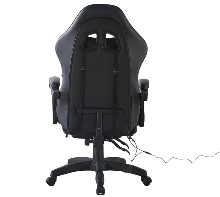 Кресло геймерское Bonro B-144 черное из экокожи с RGB подсветкой и массажной подушкой (125-76-42401046) - изображение 4