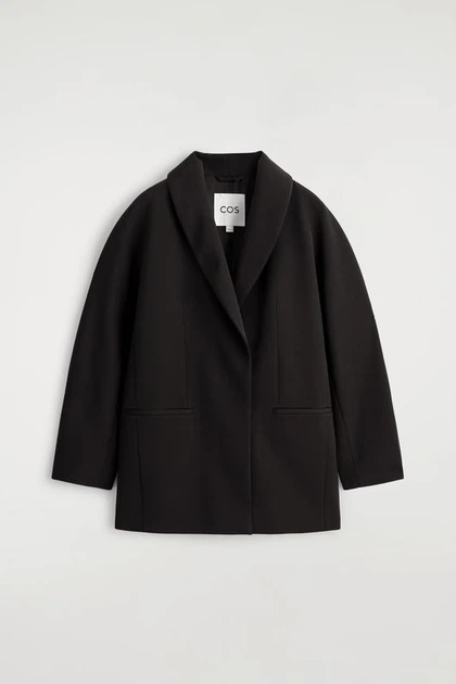 Блейзер жіночий COS shawl-collar wool-blend blazer 1313757001 Eur 40 Темний коричневий - изображение 6