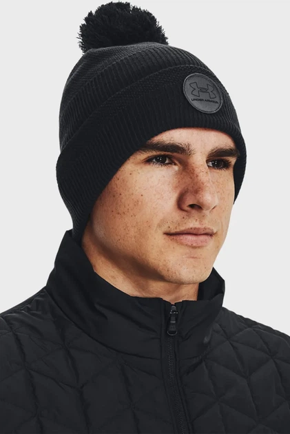 Чоловіча чорна шапка UA Driver Pom-BLK Under Armour OSFM 1373107-001 - изображение 2