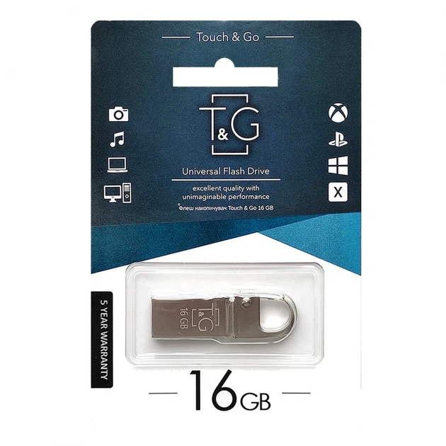 Флешка T&G Metal 16 ГБ USB 2.0 металева моноблок з карабіном - Фото 2 Флешка T&G Metal 16 ГБ USB 2.0 металева моноблок з карабіном - зображення 2