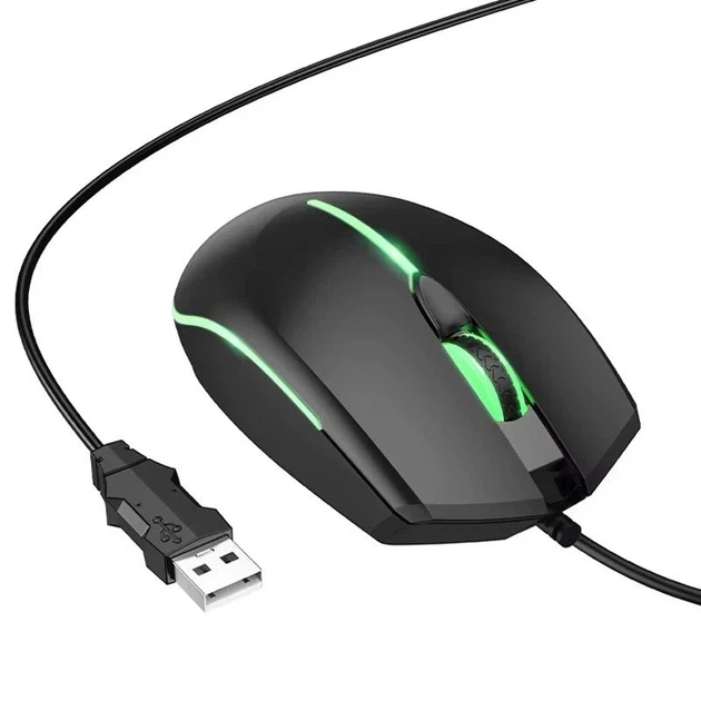 Мышь проводная Hoco GM37 Wonderful Luminous USB с подсветкой черная - изображение 2