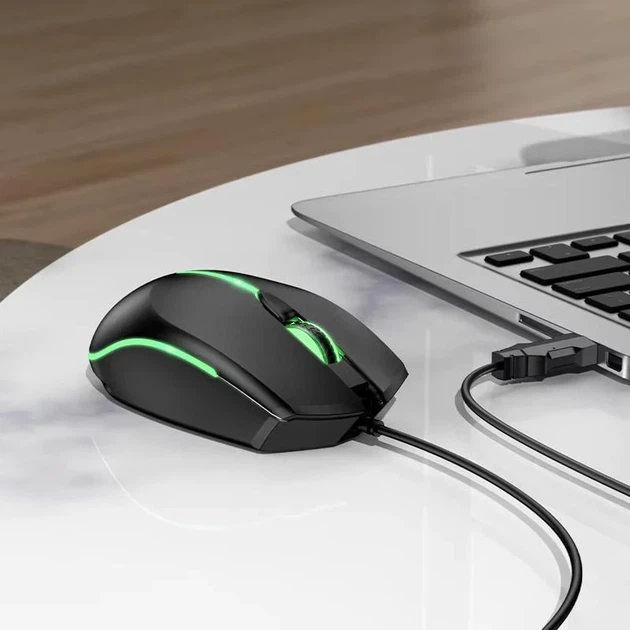Мышь проводная Hoco GM37 Wonderful Luminous USB с подсветкой черная - изображение 4