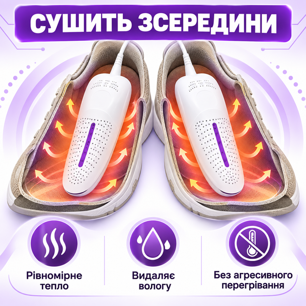 Електрична сушарка для взуття з УФ для кросівок черевиків бутс берц рукавичок дитячого 35–45 прилад сушіння портативна похідна - зображення 7