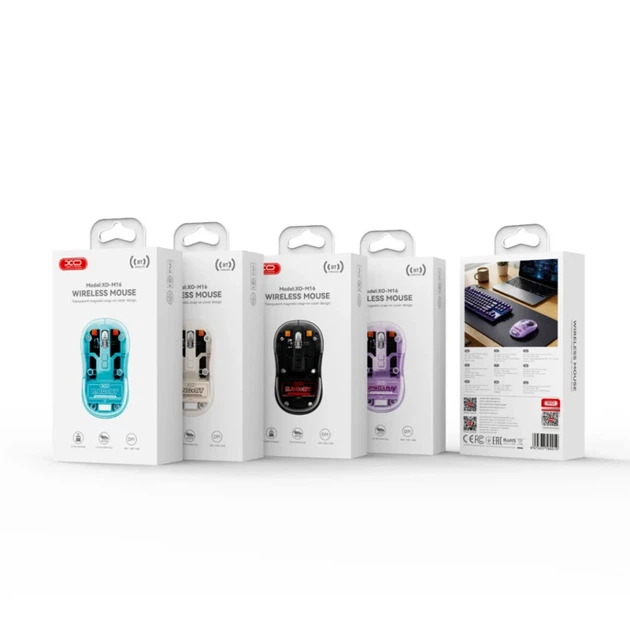 Мышь беспроводная XO M16 USB 2.4G, 5 кнопок, черная - изображение 4