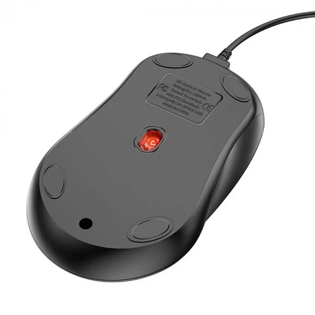 Мышь компьютерная проводная Borofone BG4 Business USB оптическая 800 dpi черная - изображение 3