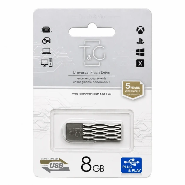 Флешка T&G Metal 8 ГБ USB 2.0 металлическая моноблок серебристая - Фото 2 Флешка T&G Metal 8 ГБ USB 2.0 металлическая моноблок серебристая - изображение 2