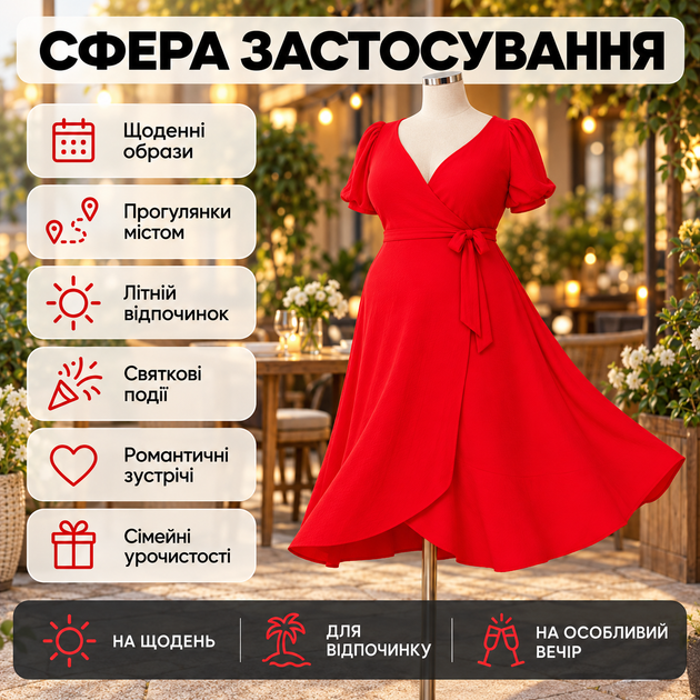 Нежное летнее красное платье FlairDress 50 размер платья прямого свободного кроя 12547 женское элегантное вечернее - изображение 3