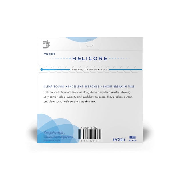 Струни для скрипки D'Addario HELICORE VIOLIN STRING SET WOUND E 4/4 Scale Medium Tension - Фото 3 Струни для скрипки D'Addario HELICORE VIOLIN STRING SET WOUND E 4/4 Scale Medium Tension - зображення 3