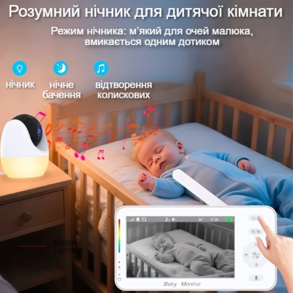 Відеоняня Wi-Fi ABM206 з нічником та підключенням до телефону, поворотна камера, режим VOX, двосторонній зв’язок - Фото 7 Відеоняня Wi-Fi ABM206 з нічником та підключенням до телефону, поворотна камера, режим VOX, двосторонній зв’язок - зображення 7