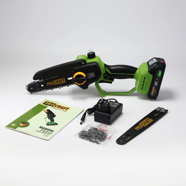 Аккумуляторная мини пила Procraft PKA44 20В, 2 шины 6/8", 2 цепи, бесщеточный двигатель - изображение 5