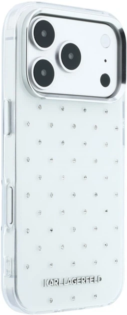 Etui Karl Lagerfeld IML Rhinestones Allover and Electroplated Logo do Apple iPhone 18 Pro Max / 17 Pro Max Białe (3666339650629) - obraz 4