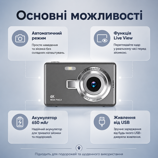 Портативний цифровий фотоапарат з автоматичним режимом зйомки - зображення 4