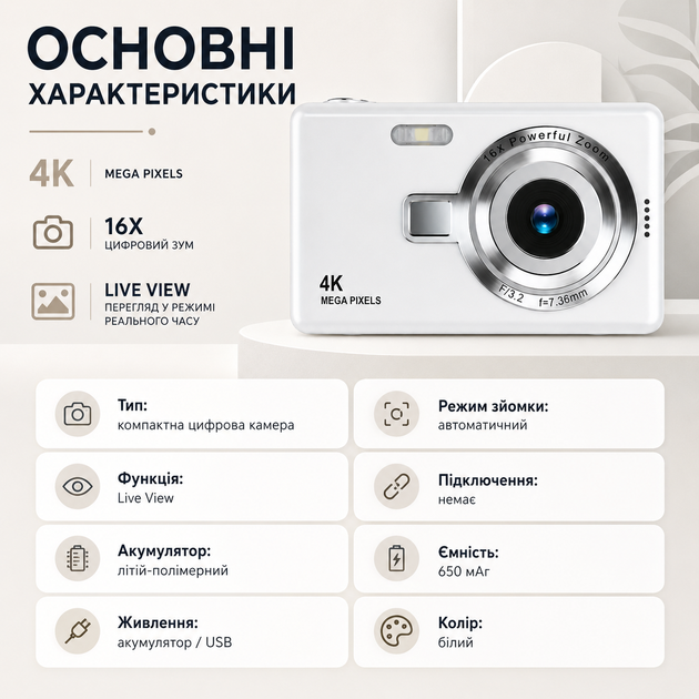 Портативная цифровая камера с автоматическим режимом съемки и USB-питание - Фото 3 Портативная цифровая камера с автоматическим режимом съемки и USB-питание - изображение 3
