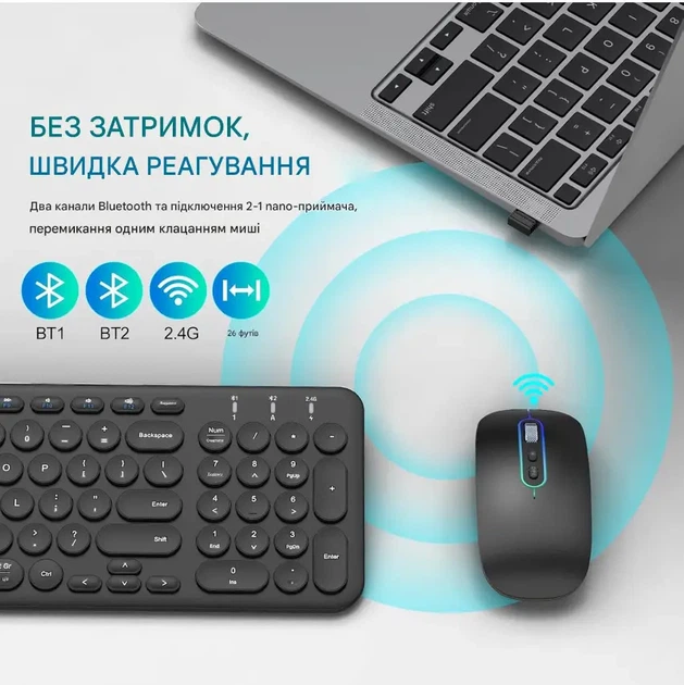 Бездротовий комплект клавіатури та миші Cimetech (Dual Mode, BT 5.1 + 2.4G) - зображення 5