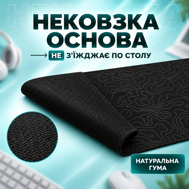 Коврик игровой для мышки и клавиатуры большой Control+Speed SHLab Капли 900×400 мм с резиновой нескользящей основой антискользящий компьютерный тканевый коврик для обучения ПК ноутбука работы гейминга на стол - изображение 2