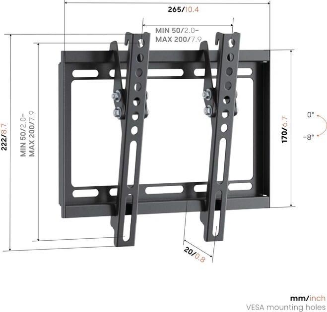 Кронштейн настінний похилий Vogel's UP2013 для LED/LCD/OLED, S - изображение 3
