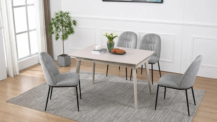 Стол раскладной ProDobro LORIAN CERAMIC 120(180)x80 керамика белый/кашемир - Фото 7 Стол раскладной ProDobro LORIAN CERAMIC 120(180)x80 керамика белый/кашемир - изображение 7