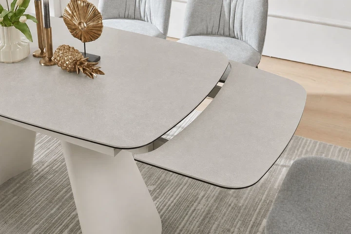 Стол обеденный раскладной ProDobro BROOKLYN CERAMIC 140(200)х80, керамика+стекло, серый мат - Фото 5 Стол обеденный раскладной ProDobro BROOKLYN CERAMIC 140(200)х80, керамика+стекло, серый мат - изображение 5