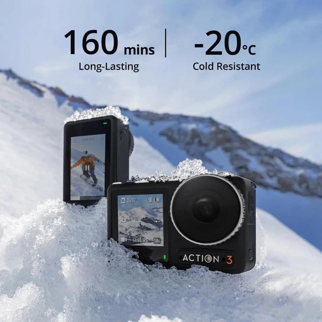 Экшн-камера DJI Osmo Action 3 Adventure Combo 360° 12 Мп 4K 120fps Wi-Fi Водонепроницаемая Черная (102289840) - Уценка - Фото 3 Экшн-камера DJI Osmo Action 3 Adventure Combo 360° 12 Мп 4K 120fps Wi-Fi Водонепроницаемая Черная (102289840) - Уценка - изображение 3