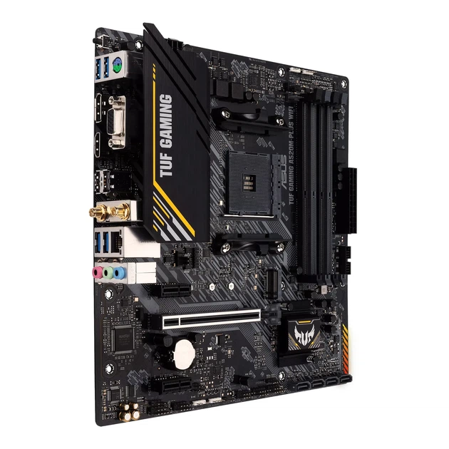 Материнська плата ASUS TUF GAMING A520M-PLUS WIFI (sAM4, AMD A520, DDR4, mATX) - Фото 2 Материнська плата ASUS TUF GAMING A520M-PLUS WIFI (sAM4, AMD A520, DDR4, mATX) - зображення 2