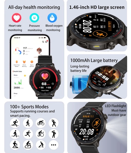 Смарт-годинник Smart Colorado Steel Black 5BAR, 2 ремінці - зображення 3