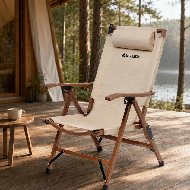 Крісло розкладне Groenberg Skogen Bamboo кемпінгове дерев'яний каркас - зображення 2