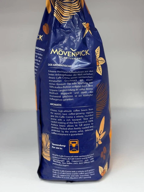 Зернова кава Movenpick Caffe Crema 100% арабіка 1010 г кава середнього обсмажування м'яка з кремовою пінкою нотами какао фруктів шоколаду для кавомашини еспресо лате капучино - зображення 6
