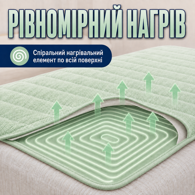 Электропростынь Termosoft теплая простынь с подогревом ambion 120*160 полуторка байка Салатовый - изображение 3
