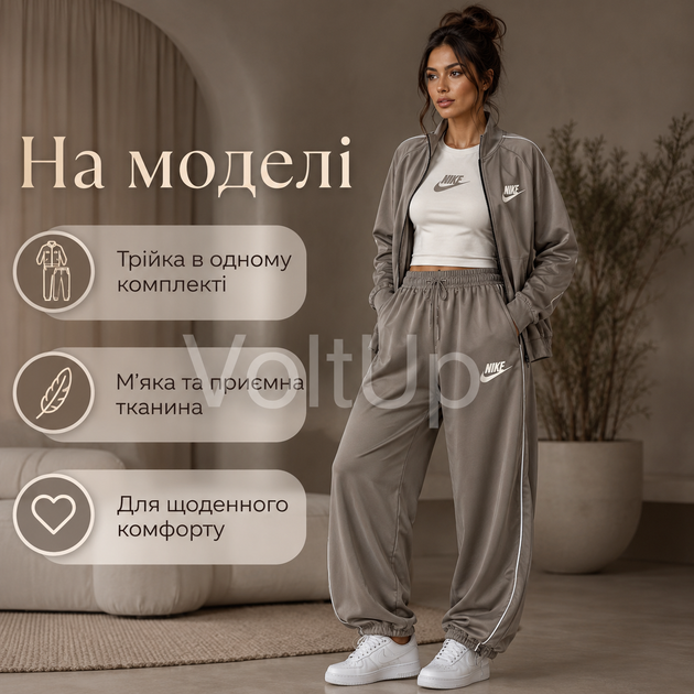 Спортивний костюм трійка Сірий з двонитки люкс жіночий комплект кофта топ і штани, розмір 48-50 - зображення 5