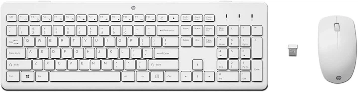 Набір клавіатури та миші HP 230 QWERTY бездротовий USB 2,4 ГГц оптичний 1600 DPI чорно-сріблястий з цифровим блоком та тихими клавішами - Уцінка - Фото 1 Набір клавіатури та миші HP 230 QWERTY бездротовий USB 2,4 ГГц оптичний 1600 DPI чорно-сріблястий з цифровим блоком та тихими клавішами - Уцінка - зображення 1