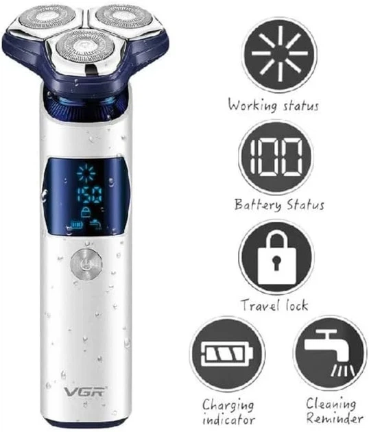 Электробритва VGR V-328 роторная с LED дисплеем и USB-зарядкой - Фото 3 Электробритва VGR V-328 роторная с LED дисплеем и USB-зарядкой - изображение 3