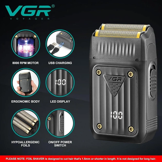 Сетчатая электробритва VGR V-363 компактная с аккумулятором для путешествий - Фото 4 Сетчатая электробритва VGR V-363 компактная с аккумулятором для путешествий - изображение 4