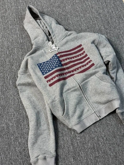 Unisex зип-худи с принтом / Серый 42-48 / BASED 0227780 - Фото 2 Unisex зип-худи с принтом / Серый 42-48 / BASED 0227780 - изображение 2