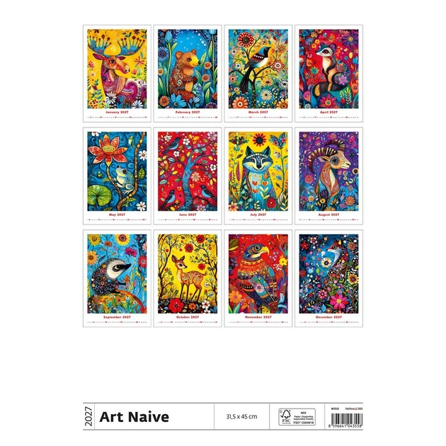 Календар настінний Helma 2027 Art Naive, 31,5x45 см (N150-27) - Фото 3 Календар настінний Helma 2027 Art Naive, 31,5x45 см (N150-27) - зображення 3