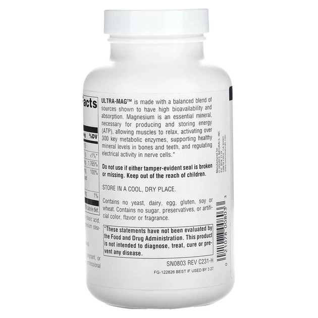 Source Naturals Ultra-Mag 120 табл комплекс із магнієм Магній цитрат - зображення 3