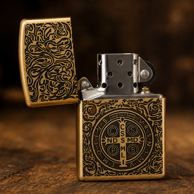 Запальничка бензинова Zippo Constantine Saint Benedict з гравіюванням - изображение 7